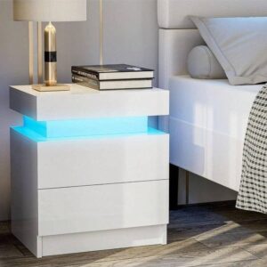 table chevet 2 tiroir avec led